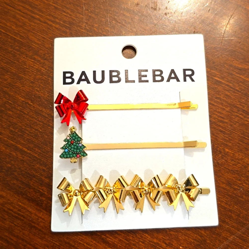 BaubleBar Set of 3 Holiday Hair Bobby Pins - NEW